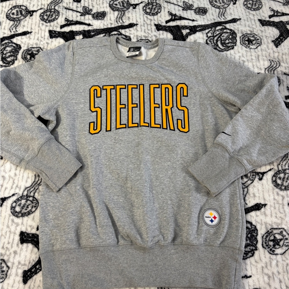 NFL Men's Gray Crewneck Sweatshirt with Herringbone Design Steelers Size XL
